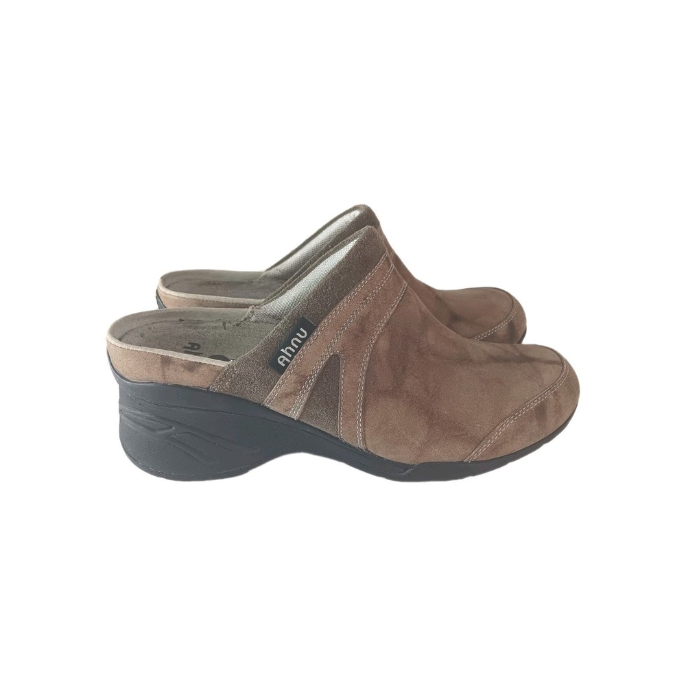 Ahnu Anselmo Brown Leather Clogs Mules Sz 7.5 Vibram Soles Slip On
